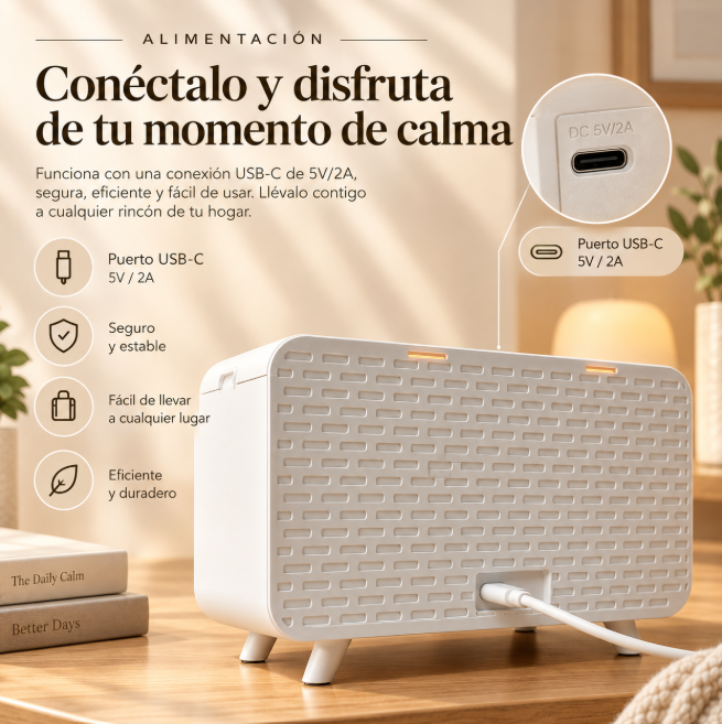 Humidificador musical con bluetooth, 8 sonidos naturales y luz nocturna