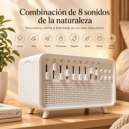 Humidificador musical con bluetooth, 8 sonidos naturales y luz nocturna